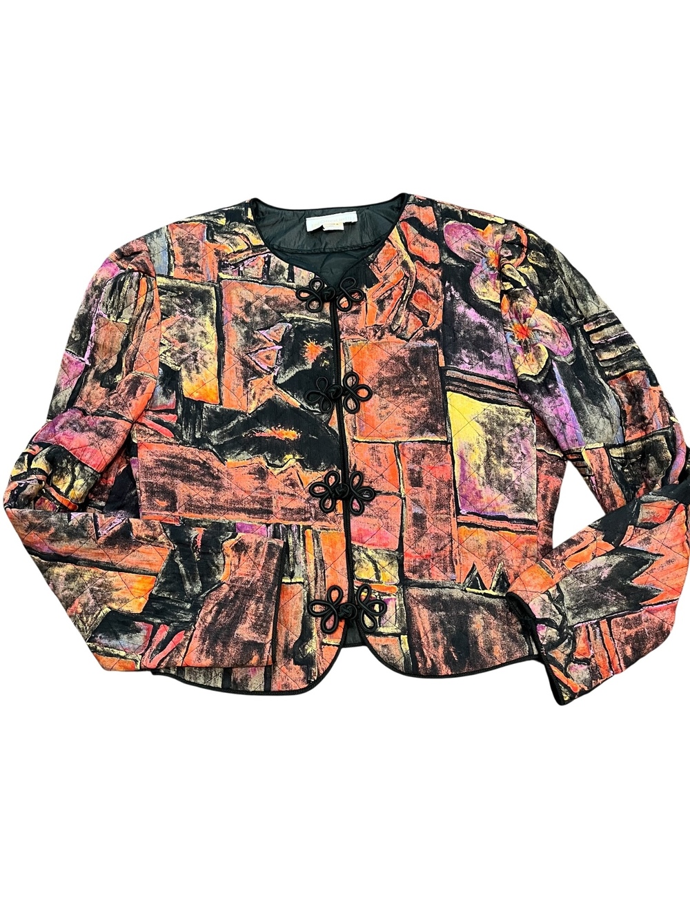 Group II abstract print cropped quilted jacket